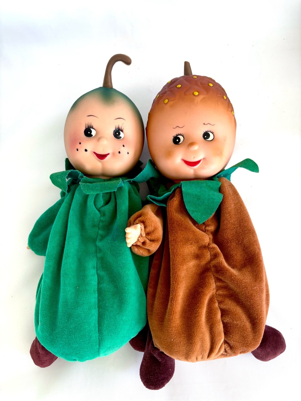 Vtg Fruit & Veggie Babies Green Pepper & Pineapple Kewpie Doll Style Beanbag Toy